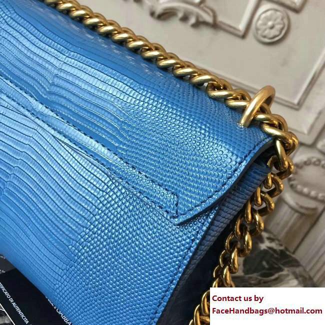 Dolce  &  Gabbana Welcome Shoulder Bag In Lizard Pattern Leather Blue 2018